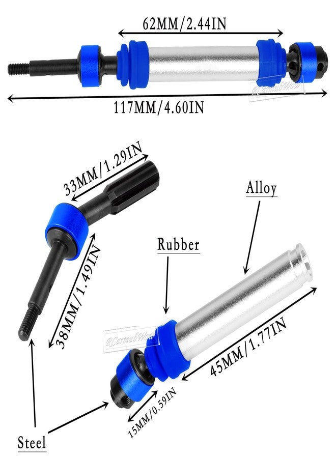 قطع غيار RcarmubWow RC Driveshafts Axle Upgrades لسيارة 1/10 Slash 2WD (VXL)، أعمدة نقل حركة أمامية وخلفية من الفولاذ الصلب CVD، قطعتان، فضي وأزرق داكن - Image 5